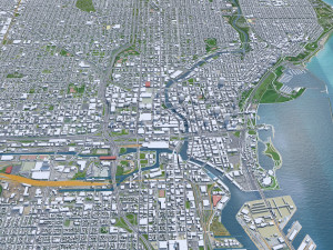 Milwaukee city Wisconsin USA 50km 3D 모델