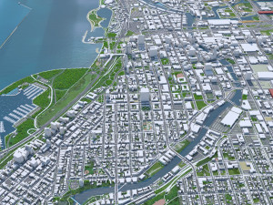 Milwaukee city Wisconsin USA 50km 3D 모델