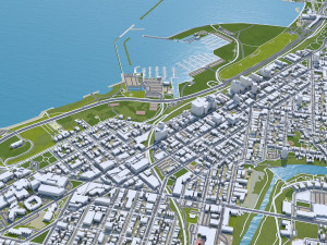 Milwaukee city Wisconsin USA 50km 3D 모델