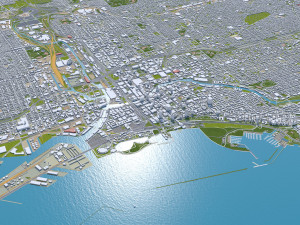 Milwaukee city Wisconsin USA 50km 3D 모델