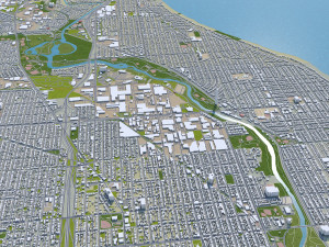 Milwaukee city Wisconsin USA 50km 3D 모델