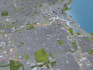 Milwaukee city Wisconsin USA 50km 3D 모델