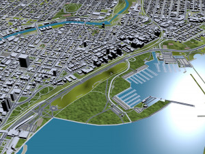 Milwaukee city Wisconsin USA 50km 3D 모델
