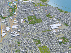 Milwaukee city Wisconsin USA 50km 3D 모델