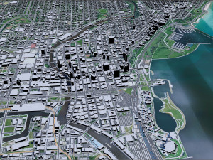 Milwaukee city Wisconsin USA 50km 3D 모델