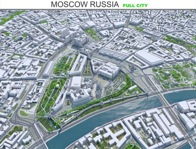 Moscow city Russia 150km Modèle 3D .c4d .max .obj .3ds .fbx .stl .blend 