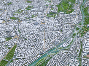 Munich city Germany 90km 3D Model