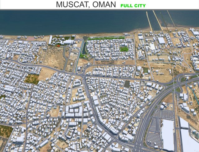 Muscat city Oman 60km 3D Модель .c4d .max .obj .3ds .fbx .stl .blend
