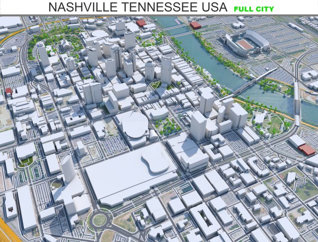 Nashville Tennessee USA 60km 3D-Modell .c4d .max .obj .3ds .fbx .stl .blend 