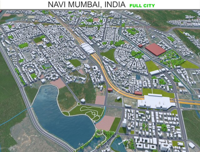 Navi Mumbai India 60km 3D Model .c4d .max .obj .3ds .fbx .stl .blend 