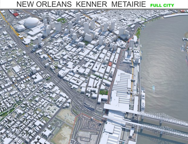 New Orleans Kenner Metairie Louisiana USA 90km 3D 모델 .c4d .max .obj .3ds .fbx .stl .blend 