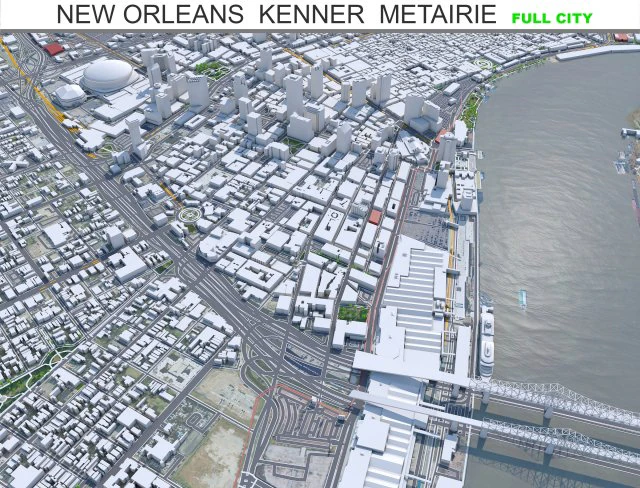 New Orleans Kenner Metairie Louisiana USA 90km 3D Model .c4d .max .obj .3ds .fbx .stl .blend 