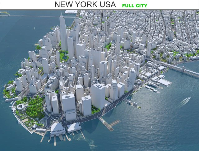 New York USA 65km 3D Model .c4d .max .obj .3ds .fbx .stl .blend