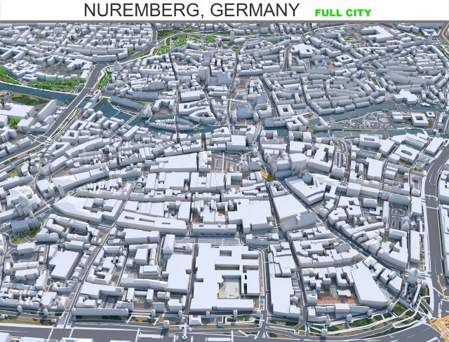 Nuremberg city Germany 60km 3D Model .c4d .max .obj .3ds .fbx .stl .blend 