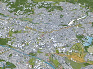 Nuremberg city Germany 60km 3D Model
