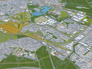 Nuremberg city Germany 60km 3D Model