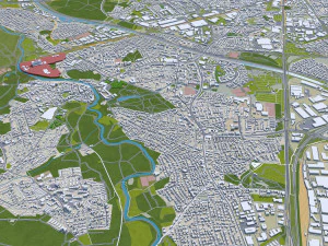 Nuremberg city Germany 60km 3D Model