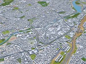 Nuremberg city Germany 60km 3D Model