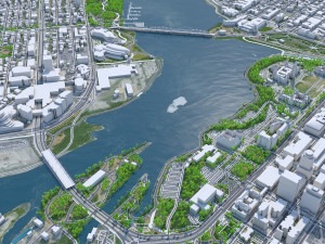 Ottawa city Canada 100km 3D Model