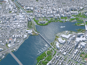 Ottawa city Canada 100km 3D Model