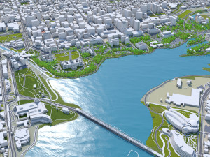 Ottawa city Canada 100km 3D Model