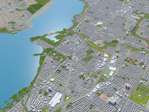 Ottawa city Canada 100km 3D Model
