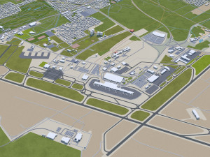 Ottawa city Canada 100km 3D Model