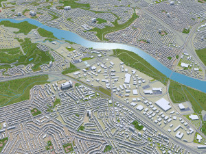 Ottawa city Canada 100km 3D Model