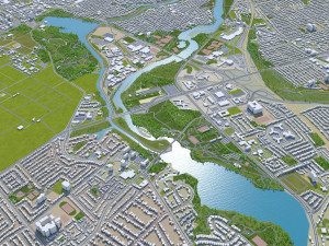 Ottawa city Canada 100km 3D Model
