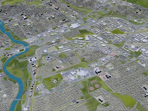 Ottawa city Canada 100km 3D Model