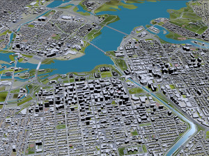 Ottawa city Canada 100km 3D Model