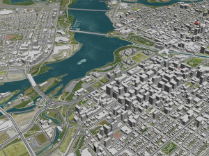 Ottawa city Canada 100km 3D Model
