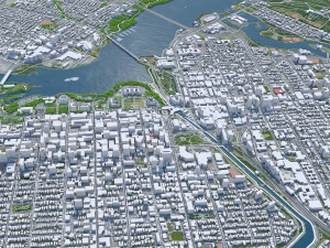 Ottawa city Canada 100km 3D Model