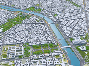Paris city France 30km Model 3D