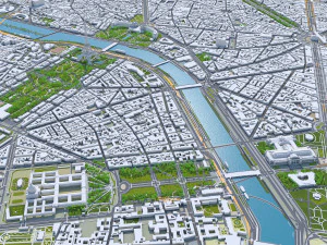 Paris city France 30km 3D Model