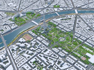 Paris city France 30km 3D Model