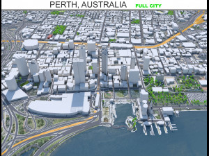 Perth city Australia 80km 3D Model