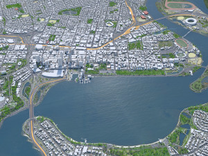 Perth city Australia 80km 3D Model