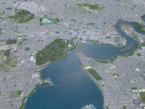 Perth city Australia 80km 3D Model