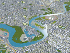 Perth city Australia 80km 3D Model