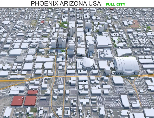 Phoenix city Arizona USA 80km 3D Model .c4d .max .obj .3ds .fbx .stl .blend 