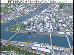 Cidade de Pittsburgh, Pensilv&acirc;nia, EUA, 50 km Modelo 3D