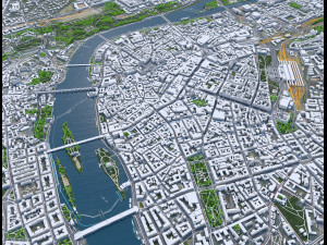 Prague city Praha Czechia 50km 3D Model