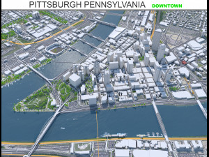 Pittsburgh downtown city Pennsylvania USA 8km 3D Модель