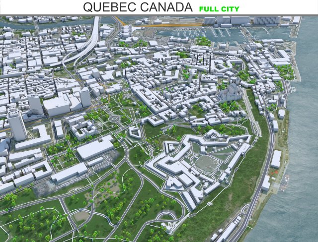 Quebec city Canada 80km 3D Model .c4d .max .obj .3ds .fbx .stl .blend 