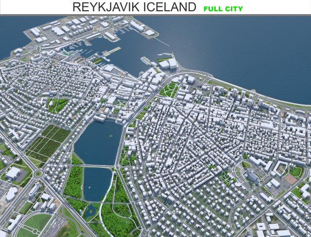Reykjavik city Iceland 50km 3D-Modell .c4d .max .obj .3ds .fbx .stl .blend 