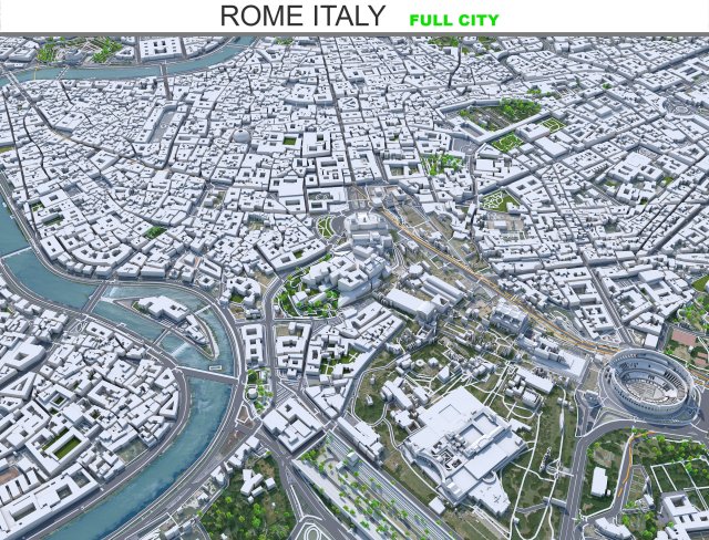 Rome city Italy 70km Modelo 3D .c4d .max .obj .3ds .fbx .stl .blend