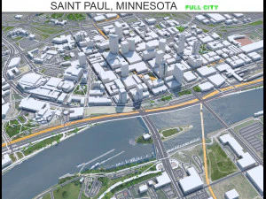 ミネソタ州セントポール市 40km 3Dモデル