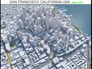 San Francisco city California USA 50km 3D Model