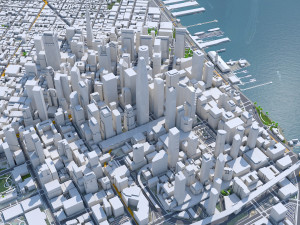 San Francisco city California USA 50km 3D Model
